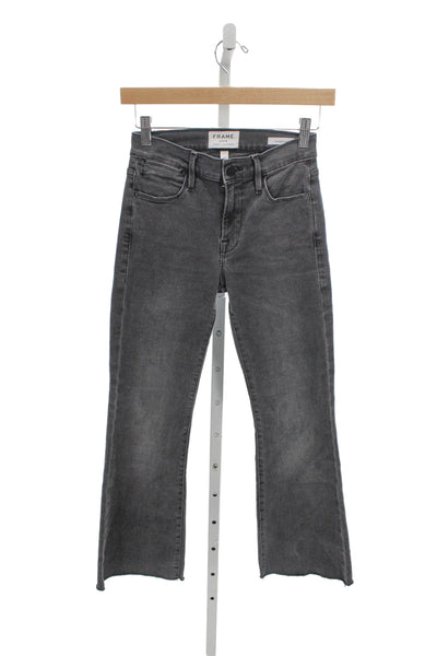 Frame Women Flared Jeans Gray Cotton High Rise Inseam 25 Size 24
