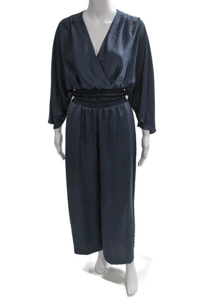 Ramy Brook Women Jumpsuit Blue V-Neck 3/4 Sleeve Size 2XS