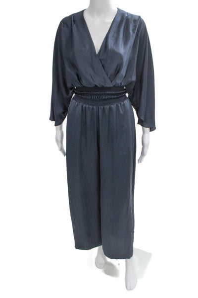 Ramy Brook Women Jumpsuit Blue V-Neck 3/4 Sleeve Size 2XS