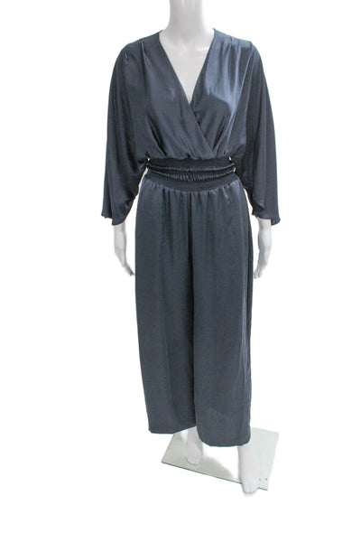 Ramy Brook Women Jumpsuit Blue V-Neck 3/4 Sleeve Size 2XS