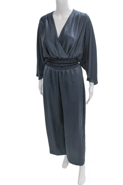 Ramy Brook Women Jumpsuit Blue V-Neck 3/4 Sleeve Size 2XS