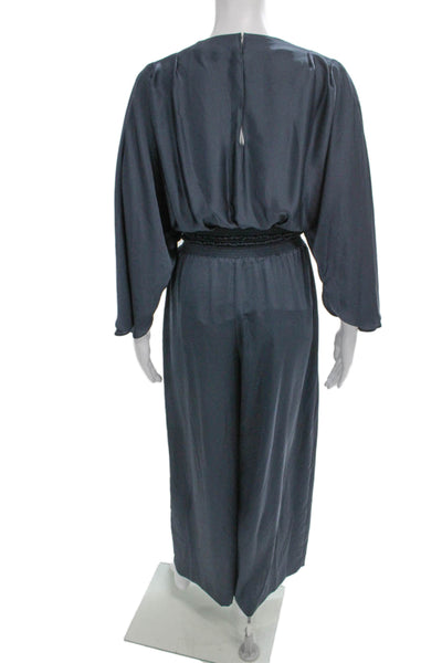 Ramy Brook Women Jumpsuit Blue V-Neck 3/4 Sleeve Size 2XS