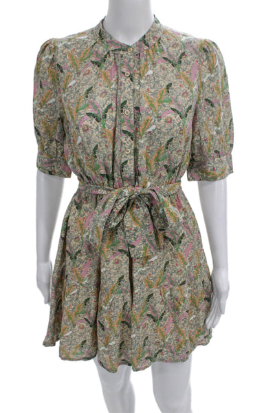 Ba&Sh Women Multicolor Floral Mini Collared Short Sleeve Dress Size 2