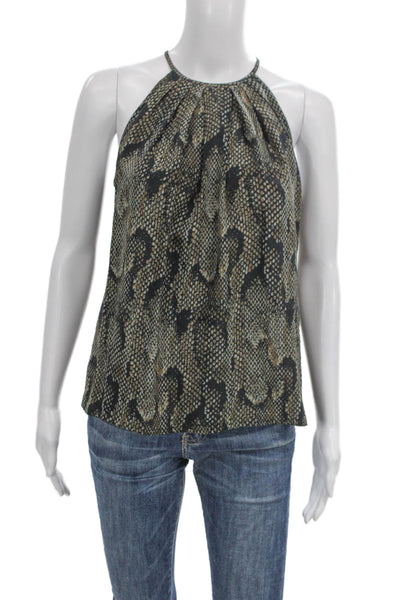 Jay Godfrey Women Halter Silk Animal Print Tie Sleeveless Basic Blouse Size 0