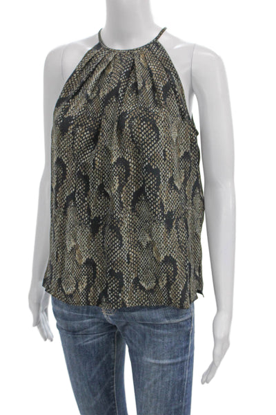 Jay Godfrey Women Halter Silk Animal Print Tie Sleeveless Basic Blouse Size 0
