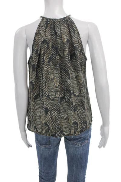 Jay Godfrey Women Halter Silk Animal Print Tie Sleeveless Basic Blouse Size 0