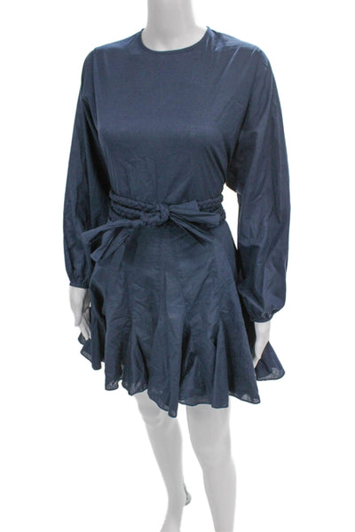 Rhode Womens Fit & Flare Blue Cotton Long Sleeve Mini Dress Size XS