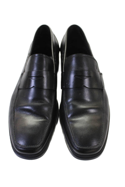 Tods Mens Leather Slide On Dress Shoe Loafers Black Size 8.5