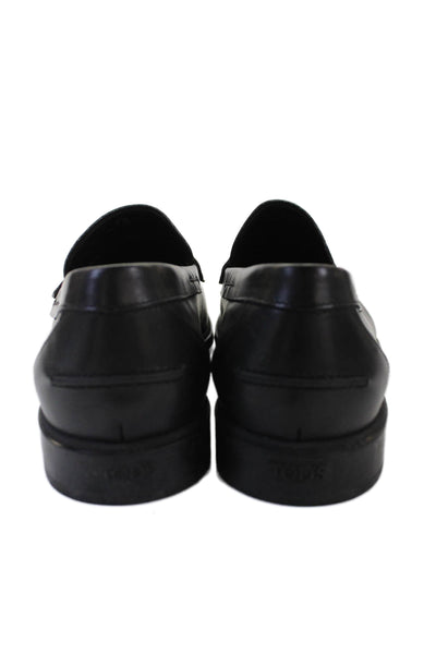 Tods Mens Leather Slide On Dress Shoe Loafers Black Size 8.5