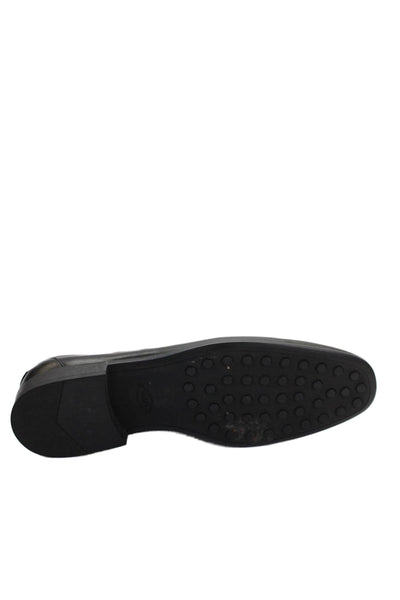 Tods Mens Leather Slide On Dress Shoe Loafers Black Size 8.5
