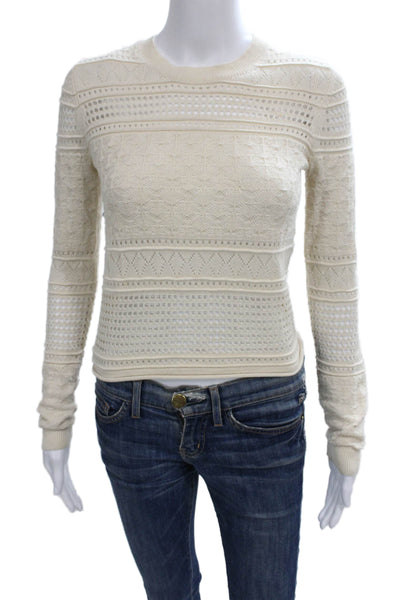 Derek Lam 10 Crosby Women Ivory Pullover Geometric Silk Petite Size XS