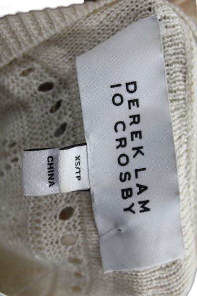 Derek Lam 10 Crosby Women Ivory Pullover Geometric Silk Petite Size XS