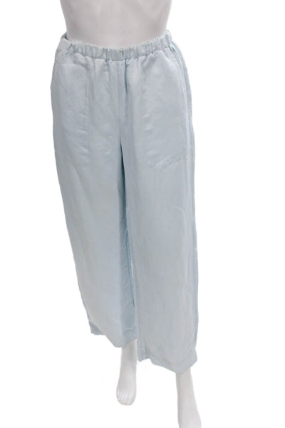 Vince Womens Cropped Blue Linen Viscose Pants Size XS
