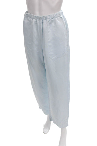 Vince Womens Cropped Blue Linen Viscose Pants Size XS