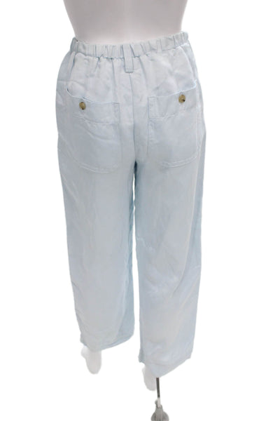 Vince Womens Cropped Blue Linen Viscose Pants Size XS