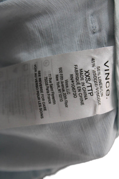 Vince Womens Cropped Blue Linen Viscose Pants Size XS