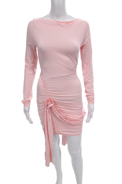 Lioness Women Bodycon Pink Boat Neck Long Sleeve Dress Size S