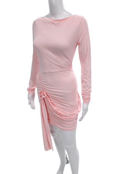 Lioness Women Bodycon Pink Boat Neck Long Sleeve Dress Size S