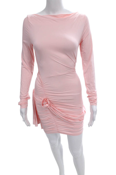 Lioness Women Bodycon Pink Boat Neck Long Sleeve Dress Size S