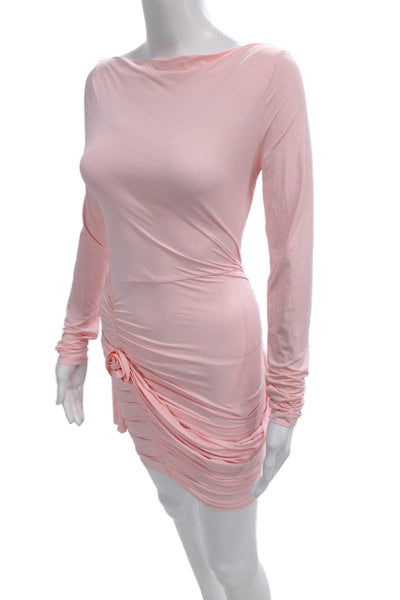 Lioness Women Bodycon Pink Boat Neck Long Sleeve Dress Size S
