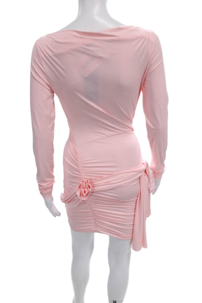 Lioness Women Bodycon Pink Boat Neck Long Sleeve Dress Size S