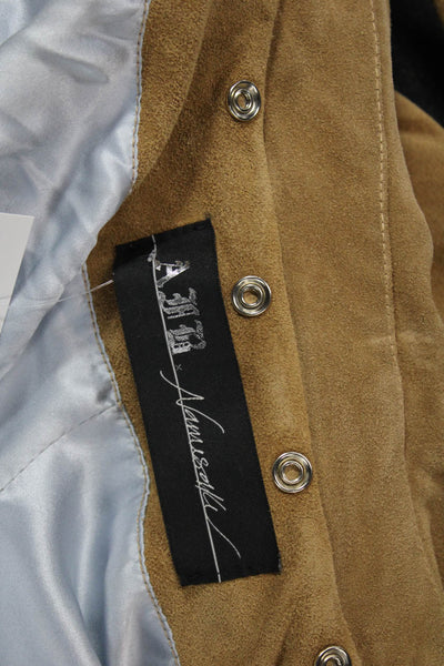 A.F.B. Women Biker Suede Jacket Beige Buckle Long Sleeve Size M