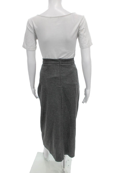 Celina's Women Straight Pencil Skirt Gray Polyester Midi Zip Size 46