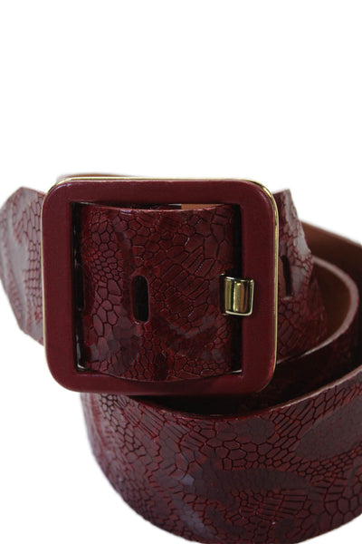 Brave Womens Embossed Leather Wide Belt Red Size 34