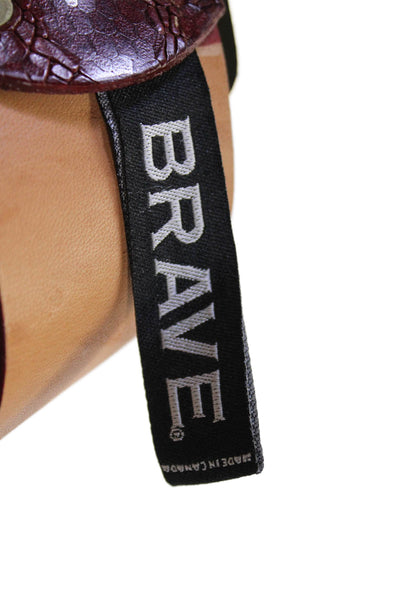 Brave Womens Embossed Leather Wide Belt Red Size 34