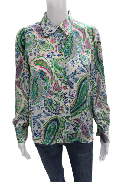 Zara Women Multicolor Paisley Blouse Button Up Long Sleeve Size S