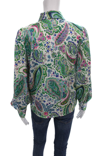 Zara Women Multicolor Paisley Blouse Button Up Long Sleeve Size S