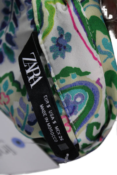 Zara Women Multicolor Paisley Blouse Button Up Long Sleeve Size S