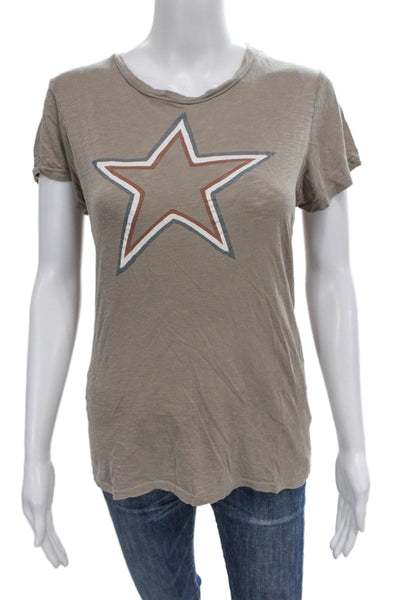 Sundry Women Basic Short Sleeve Geometric Crew Neck Pima Cotton T-Shirt Size 1