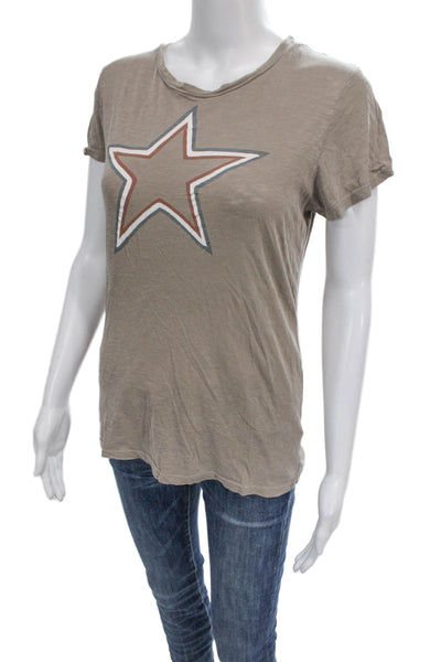 Sundry Women Basic Short Sleeve Geometric Crew Neck Pima Cotton T-Shirt Size 1