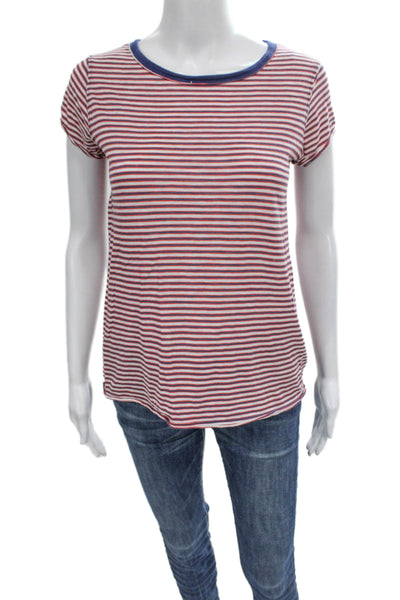 We The Free Women Striped Crew Neck Short Sleeve T-Shirt Multicolor Size S