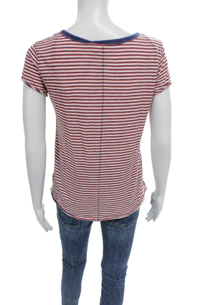 We The Free Women Striped Crew Neck Short Sleeve T-Shirt Multicolor Size S