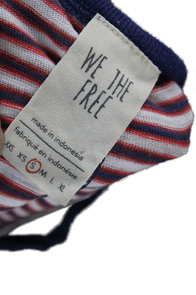 We The Free Women Striped Crew Neck Short Sleeve T-Shirt Multicolor Size S