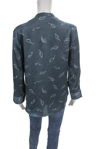 Zara Basic Womens Tunic Blue Floral Henley Long Sleeve Polyester Size S