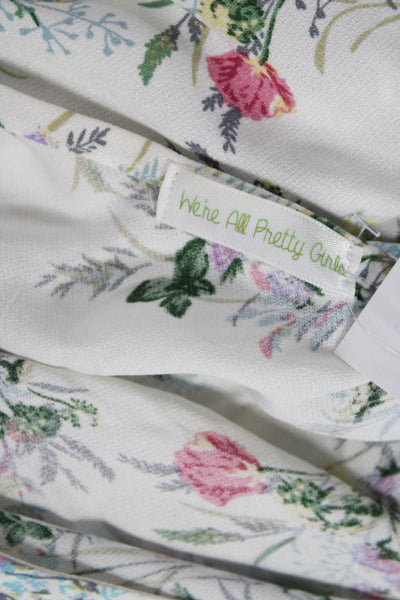 We're All Pretty Girls Womens One Shoulder Floral Blouse White Size S