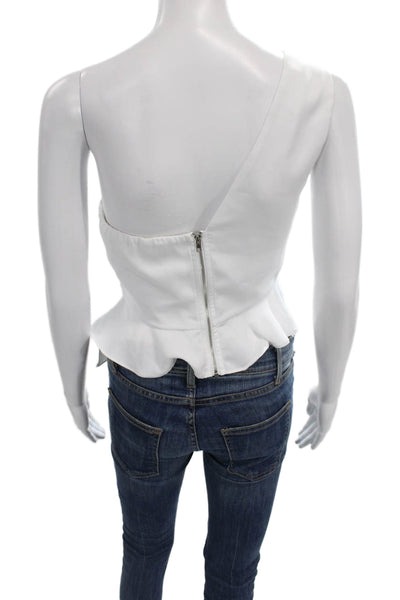 Superdown Women White One Shoulder Wrap Blouse Sleeveless Zip Polyester Size S