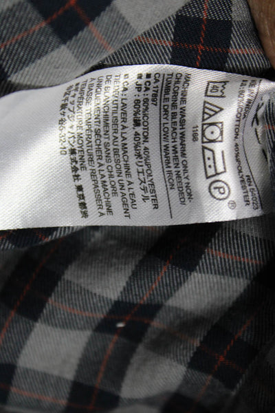 Banana Republic Mens Button Down Collared Gray Plaid Cotton Long Sleeve Size L