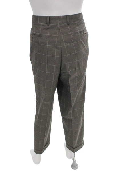 Ermenegildo Zegna Mens 2 Piece Wool Check Suit Gray Button Size 44