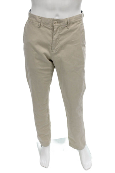 J Crew Mens Beige Chino Pants Button Closure 97% Cotton Size 32