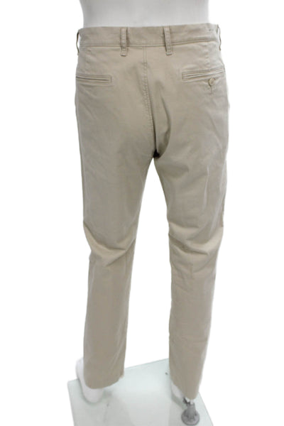 J Crew Mens Beige Chino Pants Button Closure 97% Cotton Size 32
