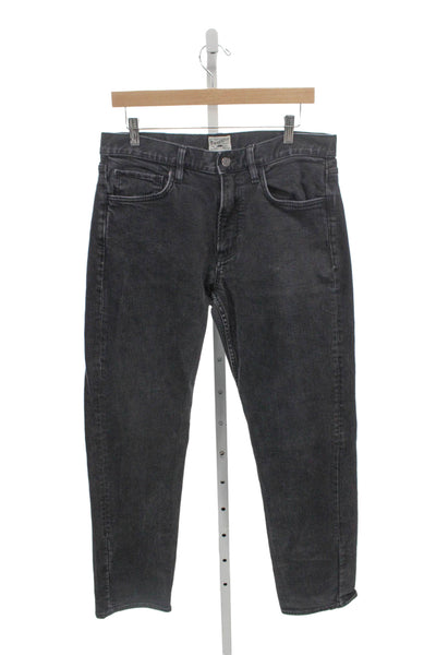 Faherty Men Tapered Black Cotton Blend Jeans Button Size 32