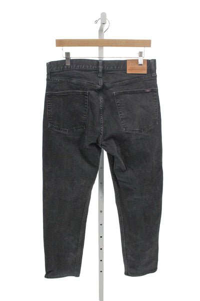 Faherty Men Tapered Black Cotton Blend Jeans Button Size 32