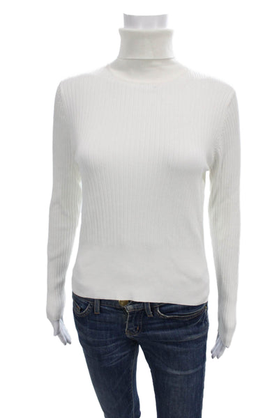 Zara Womens Turtleneck Pullover Sweater White Viscose Long Sleeve Size XL