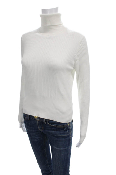 Zara Womens Turtleneck Pullover Sweater White Viscose Long Sleeve Size XL