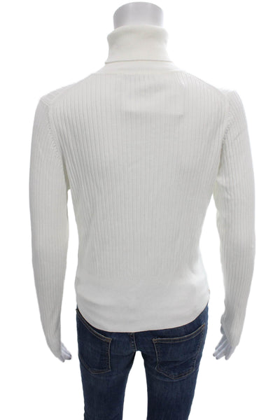 Zara Womens Turtleneck Pullover Sweater White Viscose Long Sleeve Size XL