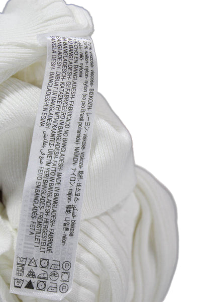 Zara Womens Turtleneck Pullover Sweater White Viscose Long Sleeve Size XL